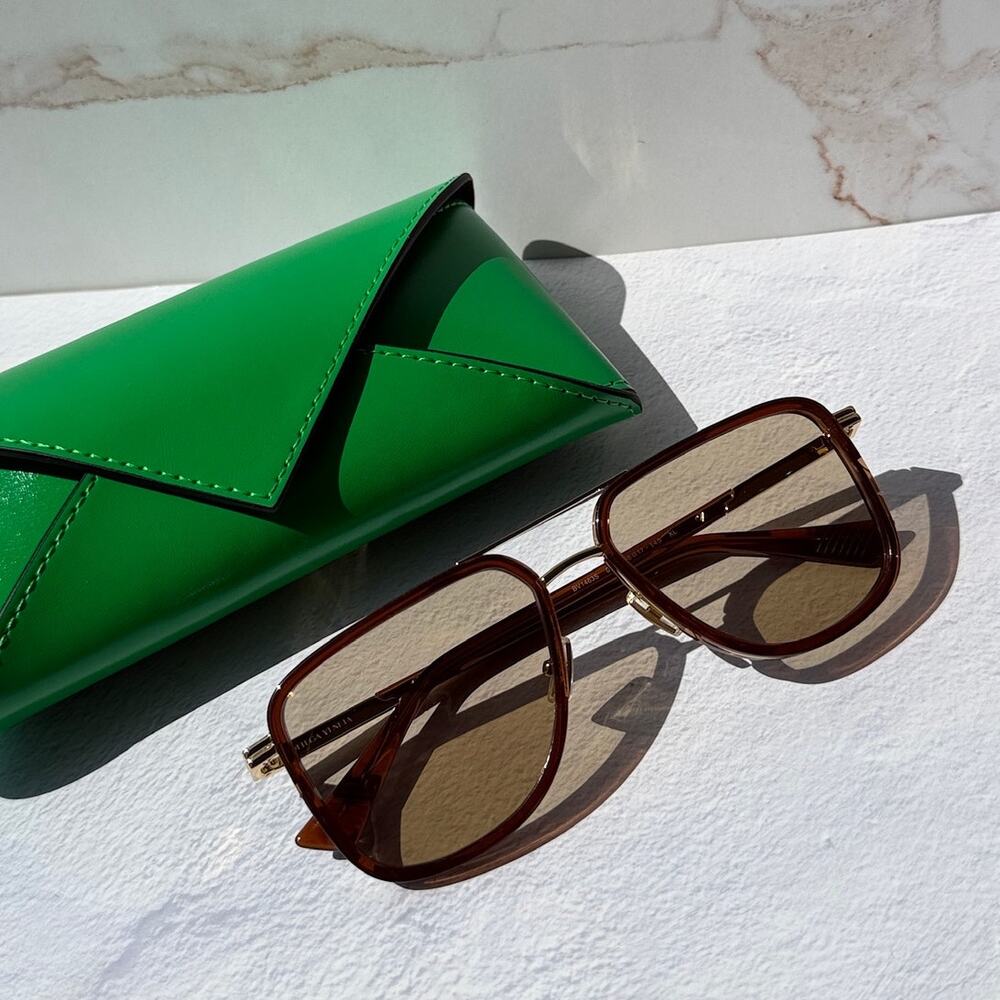 NEW Bottega Veneta BV1463S Brown Aviator Sunglasses $560